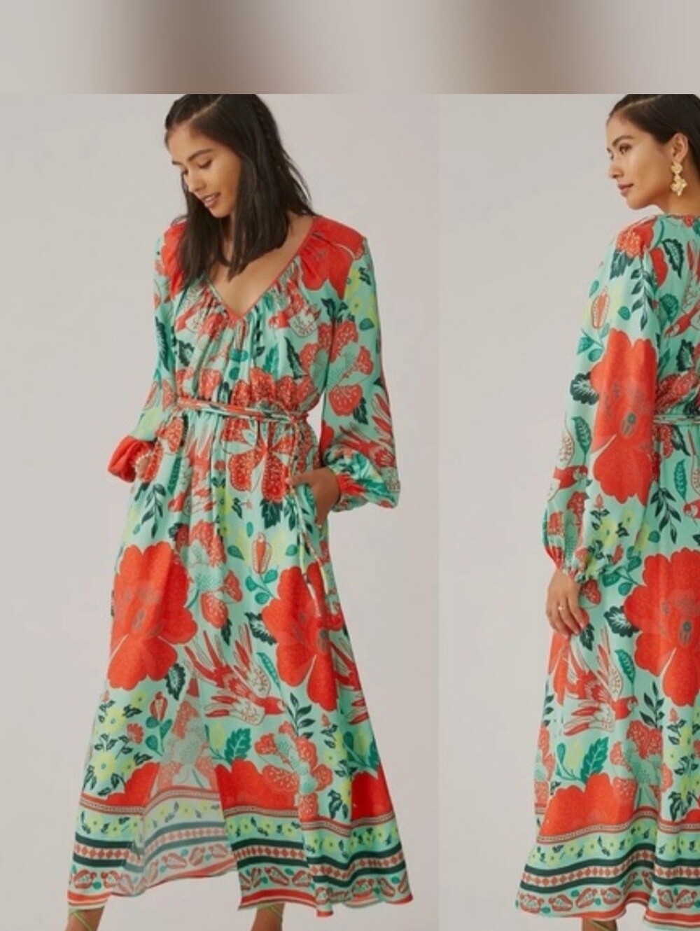 FARM Rio X Anthropologie Poppy Print Maxi Dress Women's M
